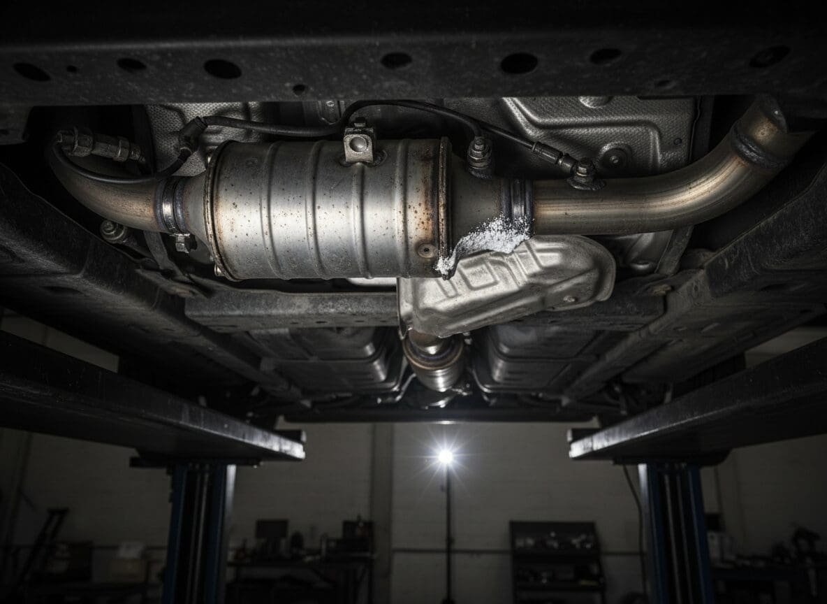 SCR catalyst viewed from underneath a vehicle