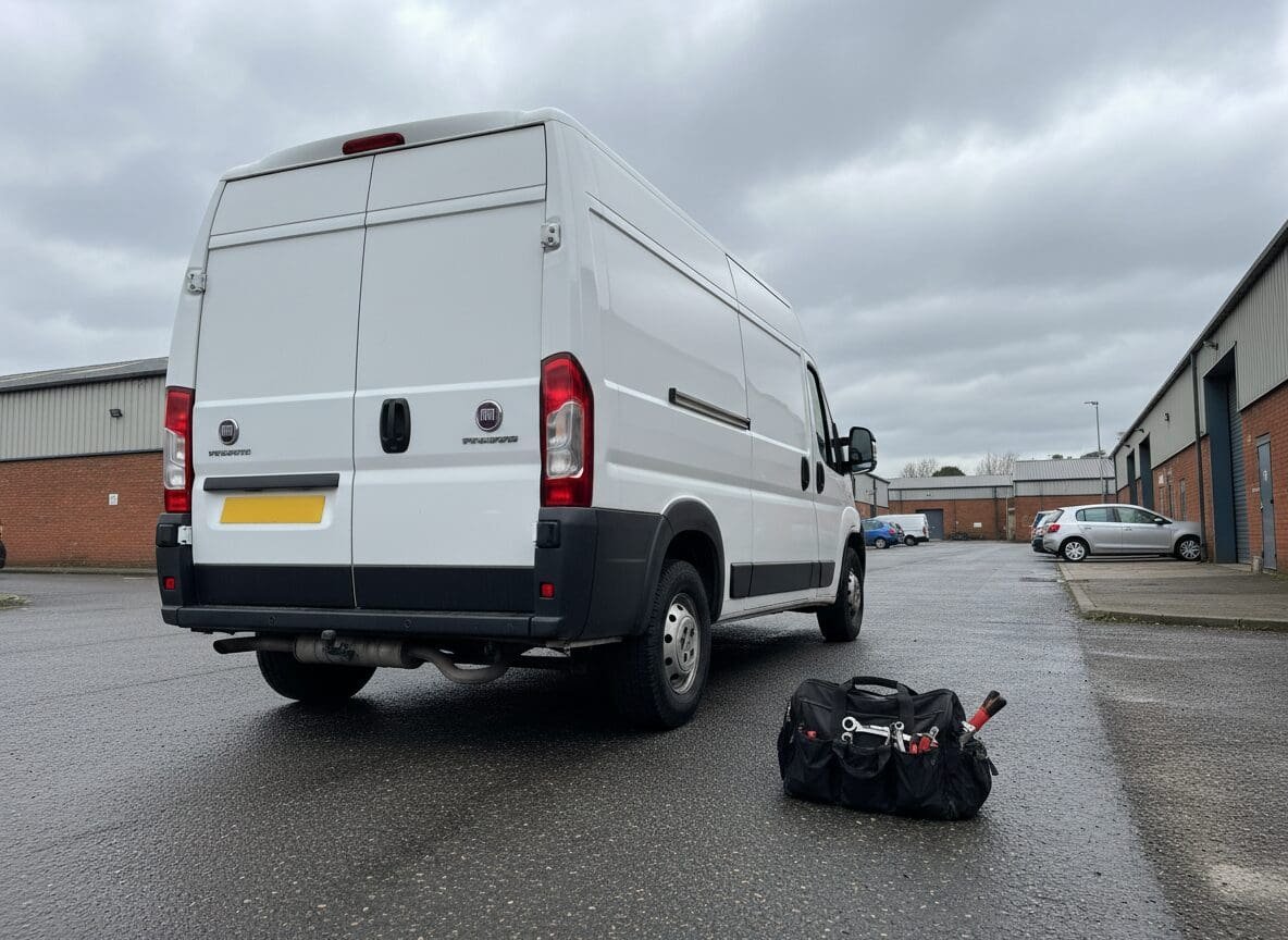 iFixAdBlue van and tool kit on site at a customer’s premises