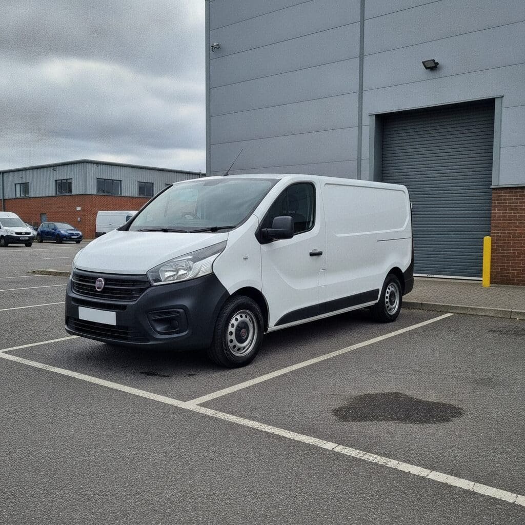 White Fiat Talento van parked on a UK industrial estate representing AdBlue SCR fault diagnosis