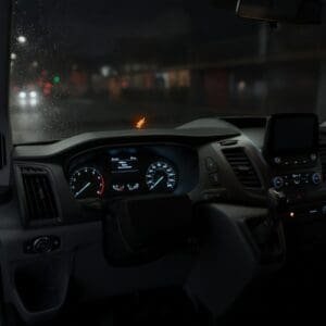 Ford Transit Custom dashboard showing AdBlue malfunction service required warning light