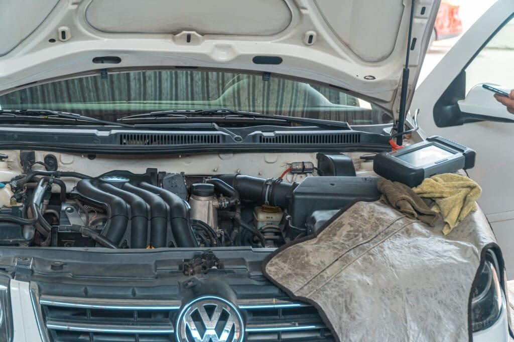 AdBlue consumption fault diagnosis on a diesel van engine bay